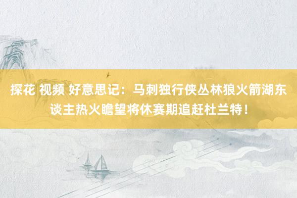 探花 视频 好意思记：马刺独行侠丛林狼火箭湖东谈主热火瞻望将休赛期追赶杜兰特！